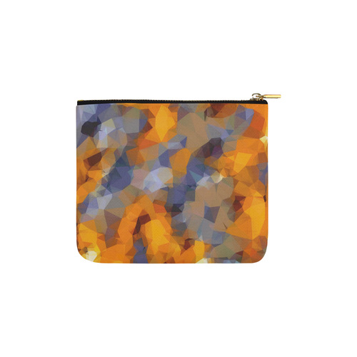 psychedelic geometric polygon abstract pattern in orange brown blue Carry-All Pouch 6''x5''