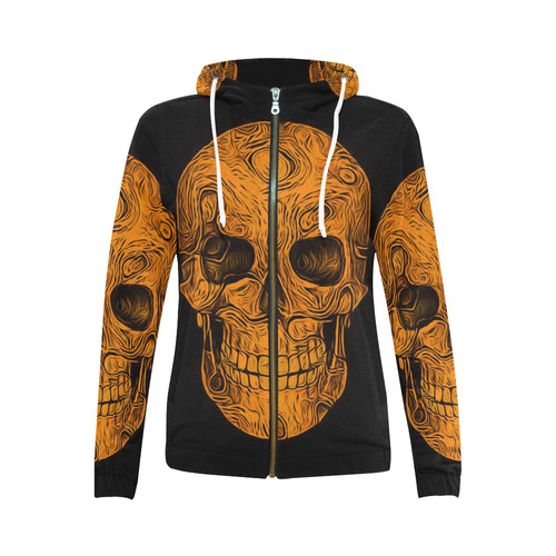 Skull-Unusual and unique 05E by JamColors All Over Print Full Zip Hoodie for Women (Model H14)