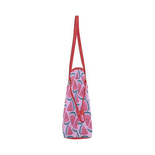 rockabilly pink watermelon Clover Canvas Tote Bag (Model 1661)