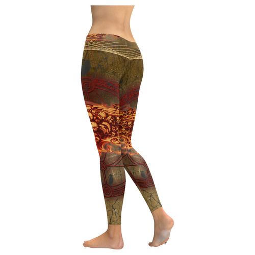 Awesome, creepy flyings skulls Women's Low Rise Leggings (Invisible Stitch) (Model L05)