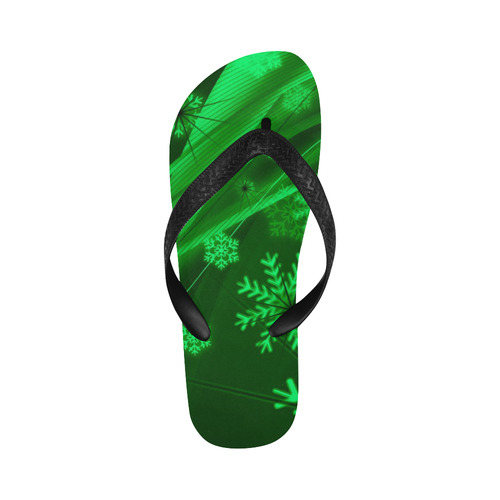 Snowflakes Green Flip Flops for Men/Women (Model 040)