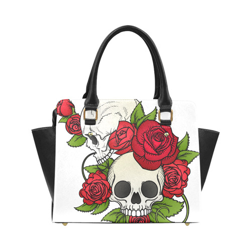 Skulls With Red Roses Classic Shoulder Handbag (Model 1653)