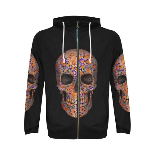 Skull-Unusual and unique 12A by JamColors All Over Print Full Zip Hoodie for Men (Model H14)