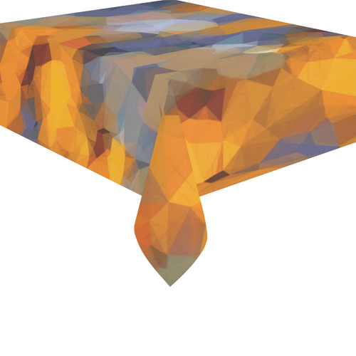 psychedelic geometric polygon abstract pattern in orange brown blue Cotton Linen Tablecloth 52"x 70"