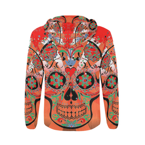 psychedelic Pop Skull 317I by JamColors All Over Print Full Zip Hoodie for Men (Model H14)