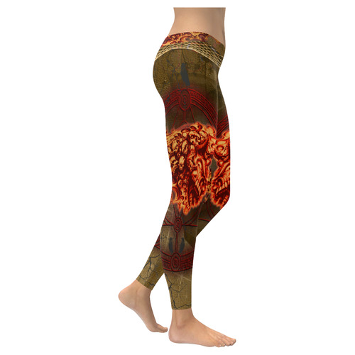 Awesome, creepy flyings skulls Women's Low Rise Leggings (Invisible Stitch) (Model L05)