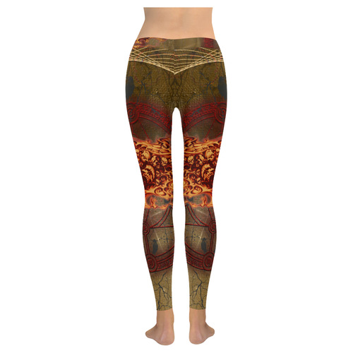 Awesome, creepy flyings skulls Women's Low Rise Leggings (Invisible Stitch) (Model L05)