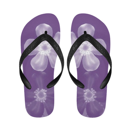 Lilac Retro 70s Flowers Flip Flops for Men/Women (Model 040)