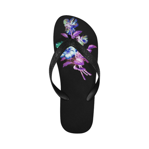 Iridescent Pansy Floral Flip Flops for Men/Women (Model 040)