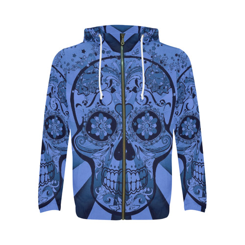 psychedelic Pop Skull 417E by JamColors All Over Print Full Zip Hoodie for Men (Model H14)