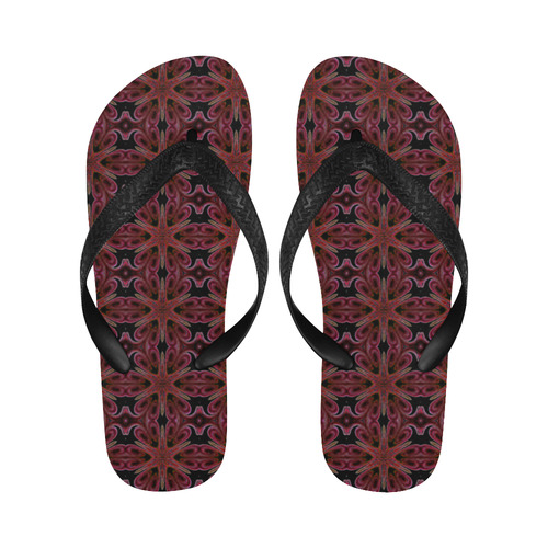 Maroon and Black Abstract Flip Flops for Men/Women (Model 040)