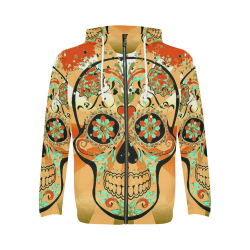 psychedelic Pop Skull 317K by JamColors All Over Print Full Zip Hoodie for Men (Model H14)