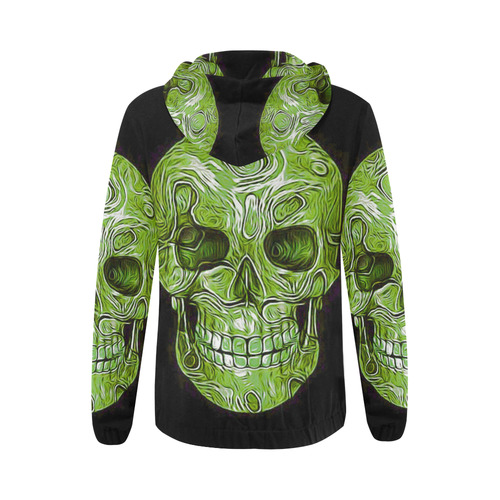 Skull-Unusual and unique 05D by JamColors All Over Print Full Zip Hoodie for Women (Model H14)