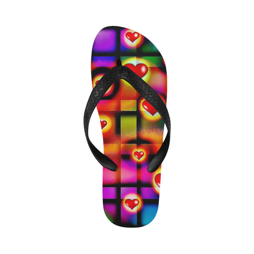 Hearts Parade Colorful Plaid Flip Flops for Men/Women (Model 040)