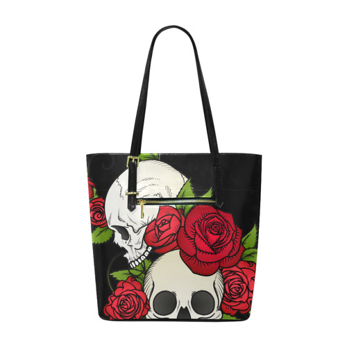 Skulls With Red Roses Euramerican Tote Bag/Small (Model 1655)