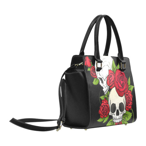 Skulls With Red Roses Classic Shoulder Handbag (Model 1653)