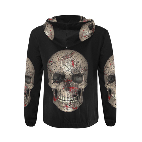 Skull-Unusual and unique 11B by JamColors All Over Print Full Zip Hoodie for Men (Model H14)