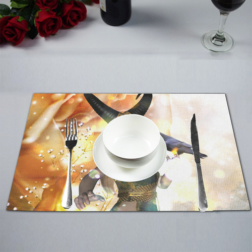 Awesome fantasy girl with crow Placemat 12’’ x 18’’ (Four Pieces)