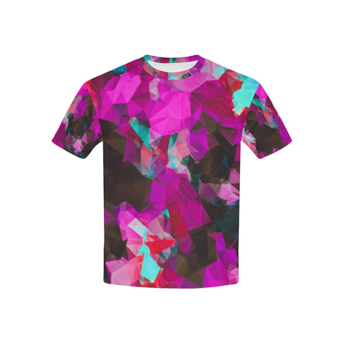 psychedelic geometric polygon abstract pattern in purple pink blue Kids' All Over Print T-shirt (USA Size) (Model T40)