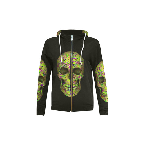 Skull-Unusual and unique 12C by JamColors All Over Print Full Zip Hoodie for Kid (Model H14)