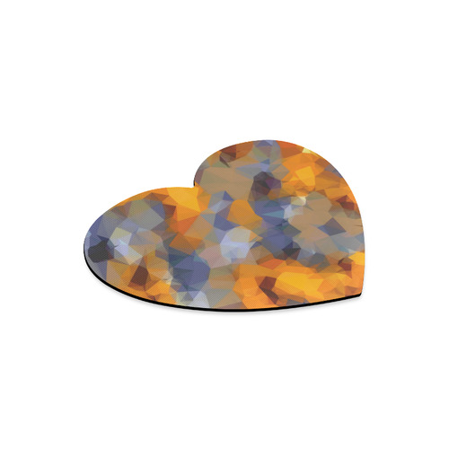 psychedelic geometric polygon abstract pattern in orange brown blue Heart-shaped Mousepad