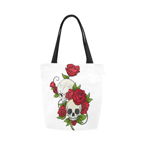 Skulls With Red Roses Canvas Tote Bag (Model 1657)