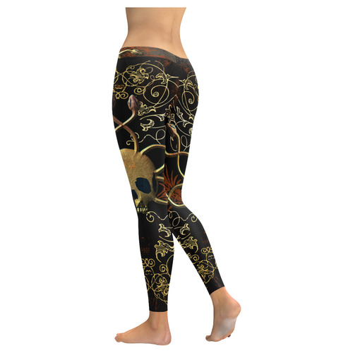 Amazing skull Women's Low Rise Leggings (Invisible Stitch) (Model L05)