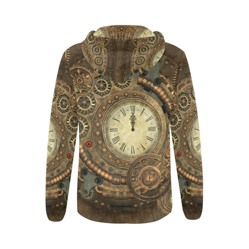 Steampunk, awesome clockwork All Over Print Full Zip Hoodie for Women (Model H14)