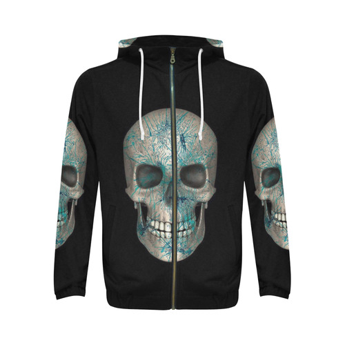 Skull-Unusual and unique 11C by JamColors All Over Print Full Zip Hoodie for Men (Model H14)