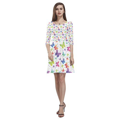 Colorful Butterflies Tethys Half-Sleeve Skater Dress(Model D20)