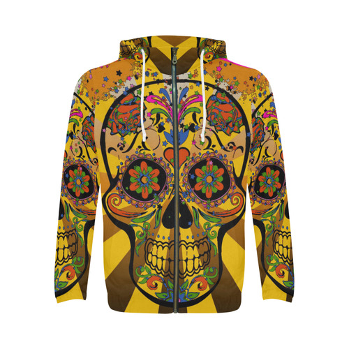 psychedelic Pop Skull 317A by JamColors All Over Print Full Zip Hoodie for Men (Model H14)