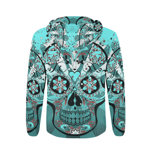 psychedelic Pop Skull 317L by JamColors All Over Print Full Zip Hoodie for Men (Model H14)