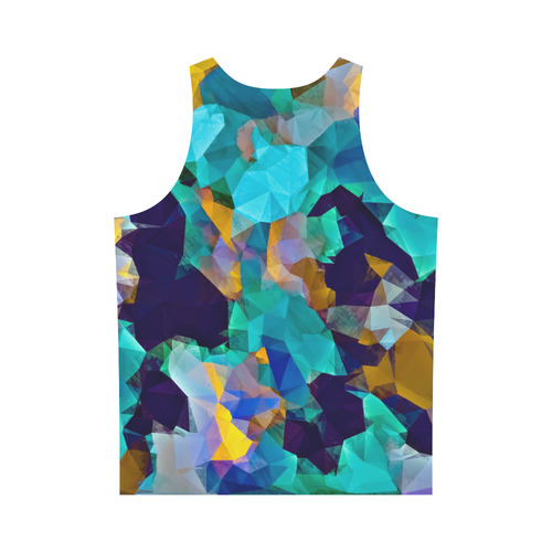 psychedelic geometric polygon abstract pattern in green blue brown yellow All Over Print Tank Top for Men (Model T43)