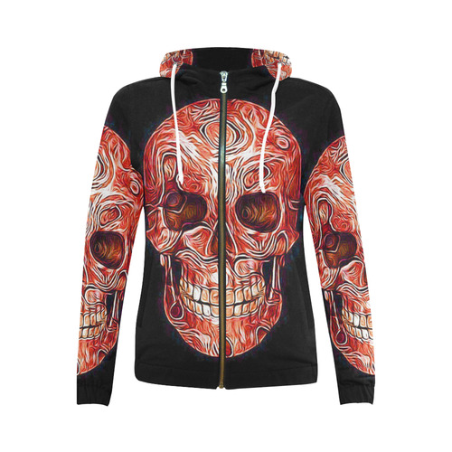 Skull-Unusual and unique 05F by JamColors All Over Print Full Zip Hoodie for Women (Model H14)