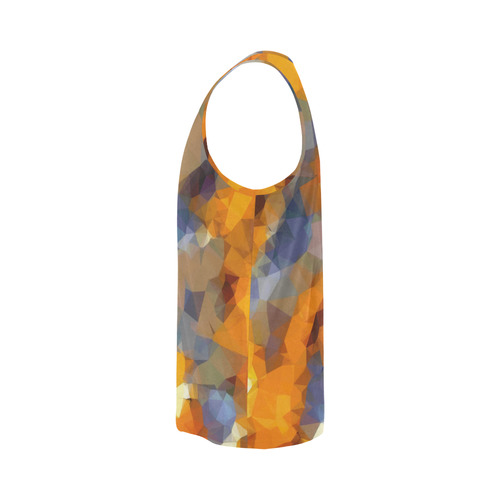 psychedelic geometric polygon abstract pattern in orange brown blue All Over Print Tank Top for Men (Model T43)