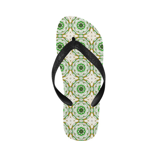 Green Amber Geometric Flip Flops for Men/Women (Model 040)