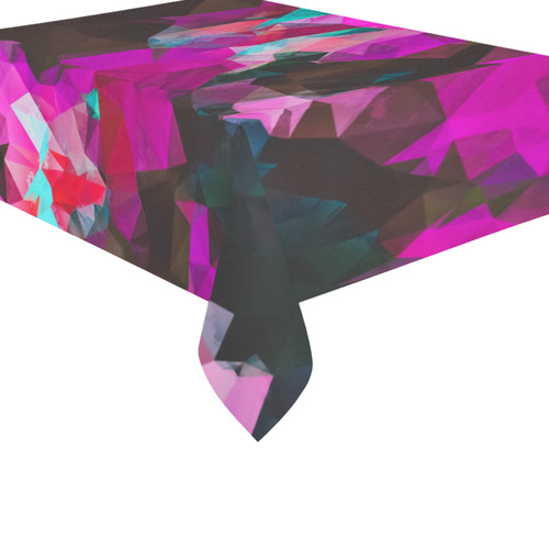 psychedelic geometric polygon abstract pattern in purple pink blue Cotton Linen Tablecloth 60"x 84"