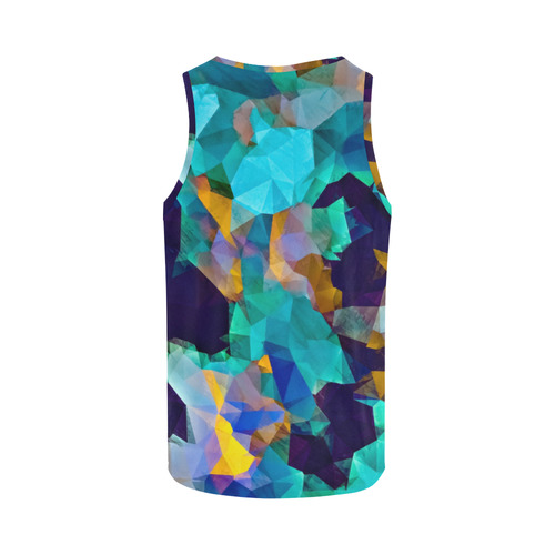 psychedelic geometric polygon abstract pattern in green blue brown yellow All Over Print Tank Top for Men (Model T43)