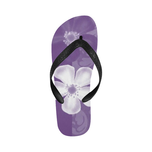 Retro 70s Flowers Lilac Flip Flops for Men/Women (Model 040)