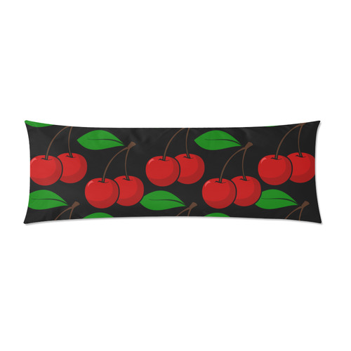 cherries on black Custom Zippered Pillow Case 21"x60"(Two Sides)