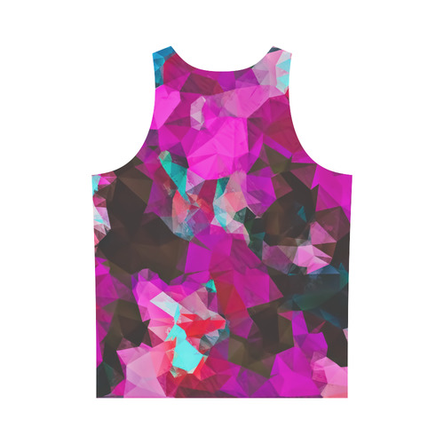 psychedelic geometric polygon abstract pattern in purple pink blue All Over Print Tank Top for Men (Model T43)