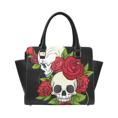 Skulls With Red Roses Classic Shoulder Handbag (Model 1653)