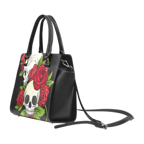 Skulls With Red Roses Classic Shoulder Handbag (Model 1653)