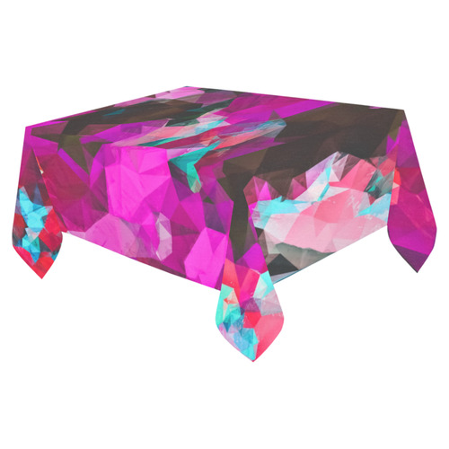 psychedelic geometric polygon abstract pattern in purple pink blue Cotton Linen Tablecloth 52"x 70"