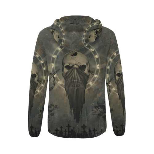 The creepy skull with spider All Over Print Full Zip Hoodie for Women (Model H14)