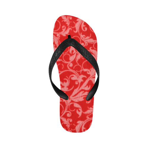 Vintage Swirls Coral Red Flip Flops for Men/Women (Model 040)