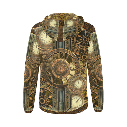 Steampunk clocks and gears All Over Print Full Zip Hoodie for Women (Model H14)