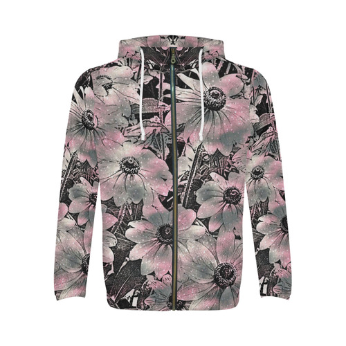 wonderful sparkling Floral A by JamColors All Over Print Full Zip Hoodie for Men (Model H14)