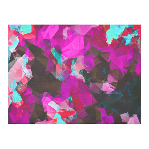 psychedelic geometric polygon abstract pattern in purple pink blue Cotton Linen Tablecloth 52"x 70"