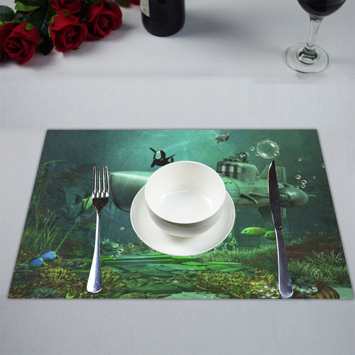 Awesome submarine with orca Placemat 14’’ x 19’’ (Set of 6)